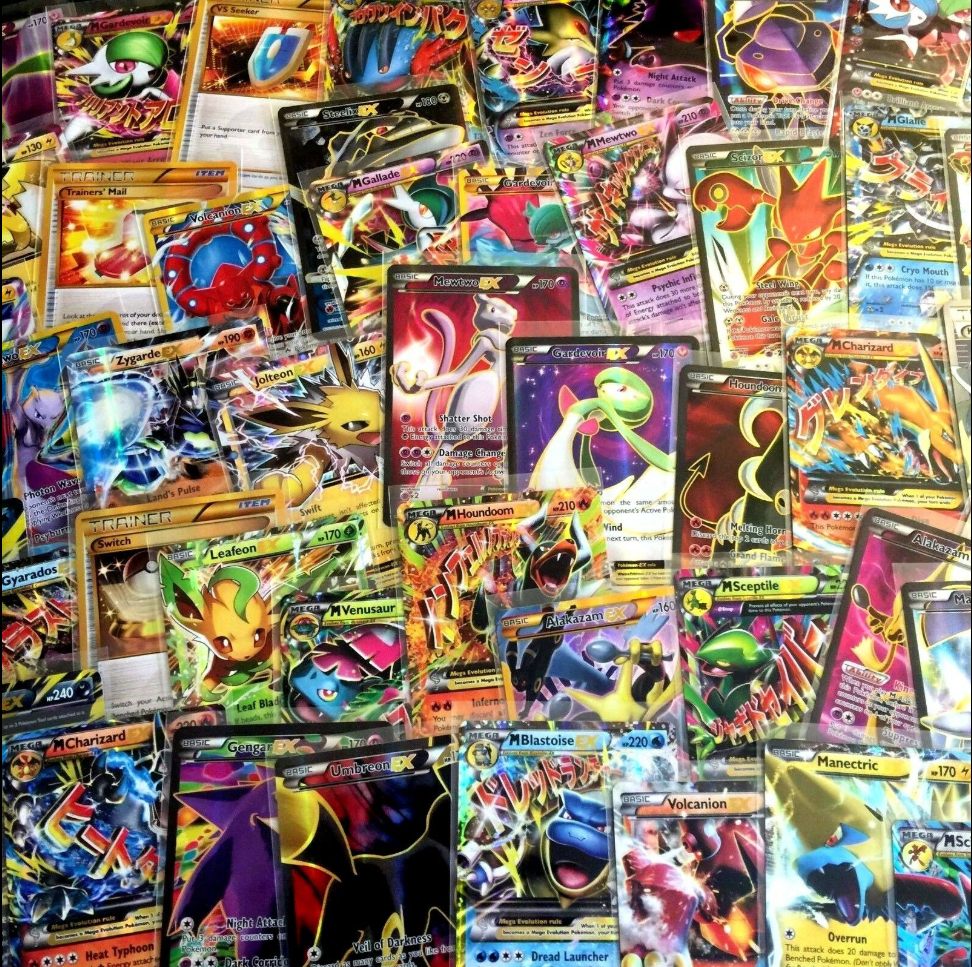 Pokemon TCG : 100 Card LOT Rare, COM/UNC, Holo & Guaranteed EX/GX/VMAX/V, MEGA OR Full Art